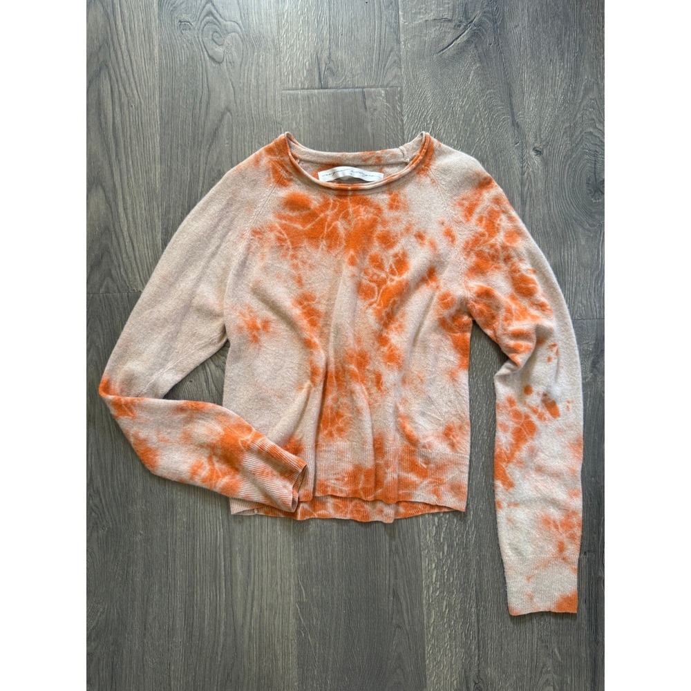 Raquel Allegra Tie Dye Sweater 0 XS Orange Tie-Dye Cashmere Raglan Knit Good